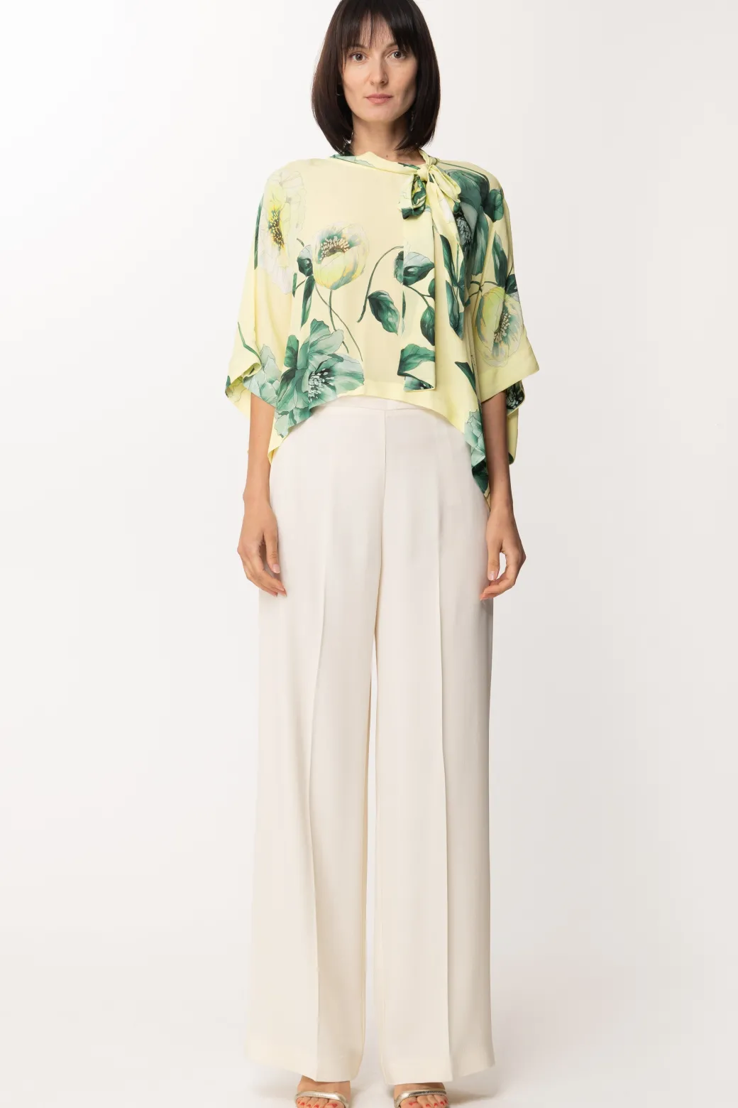Donna Twin-set Pantaloni Ampi con Risvolto In Raso