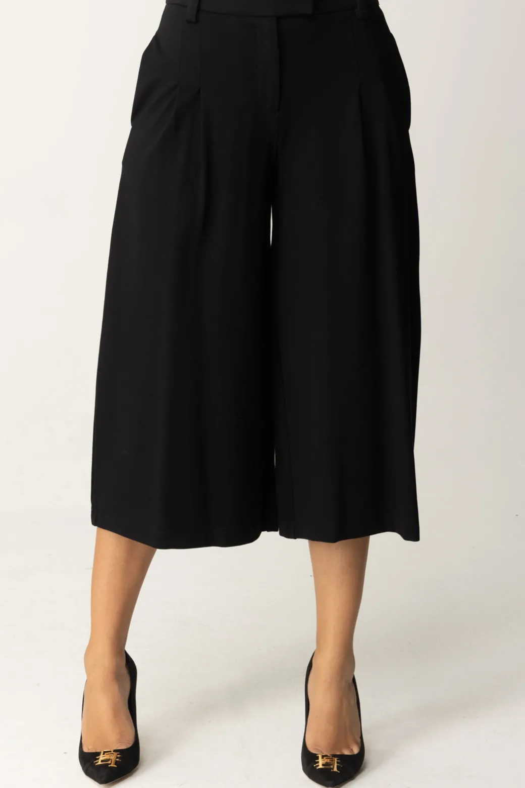 Donna Twin-set Pantaloni Cropped a Vita Alta