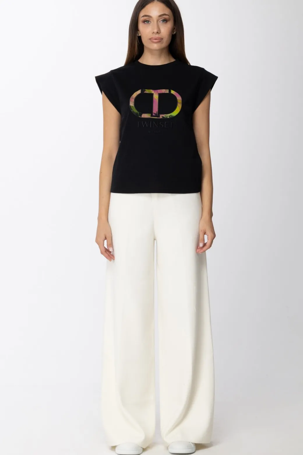 Donna Twin-set Pantaloni In Maglia con Fascia Logata