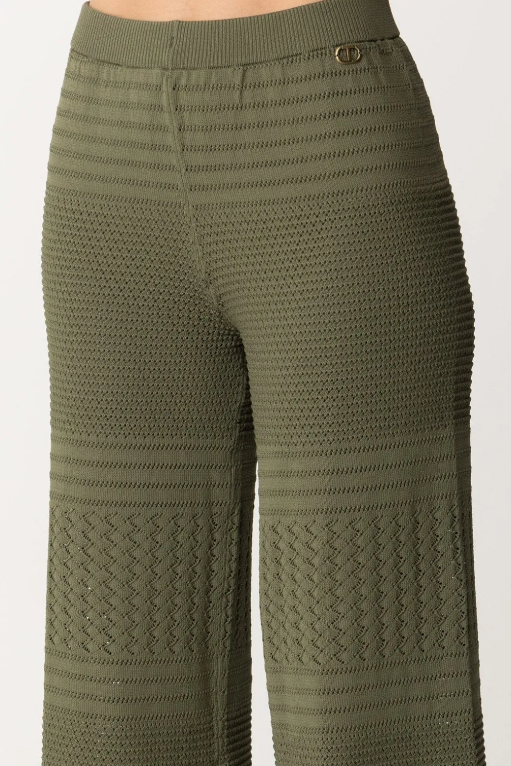 Donna Twin-set Pantaloni In Maglia con Mix Di Punti