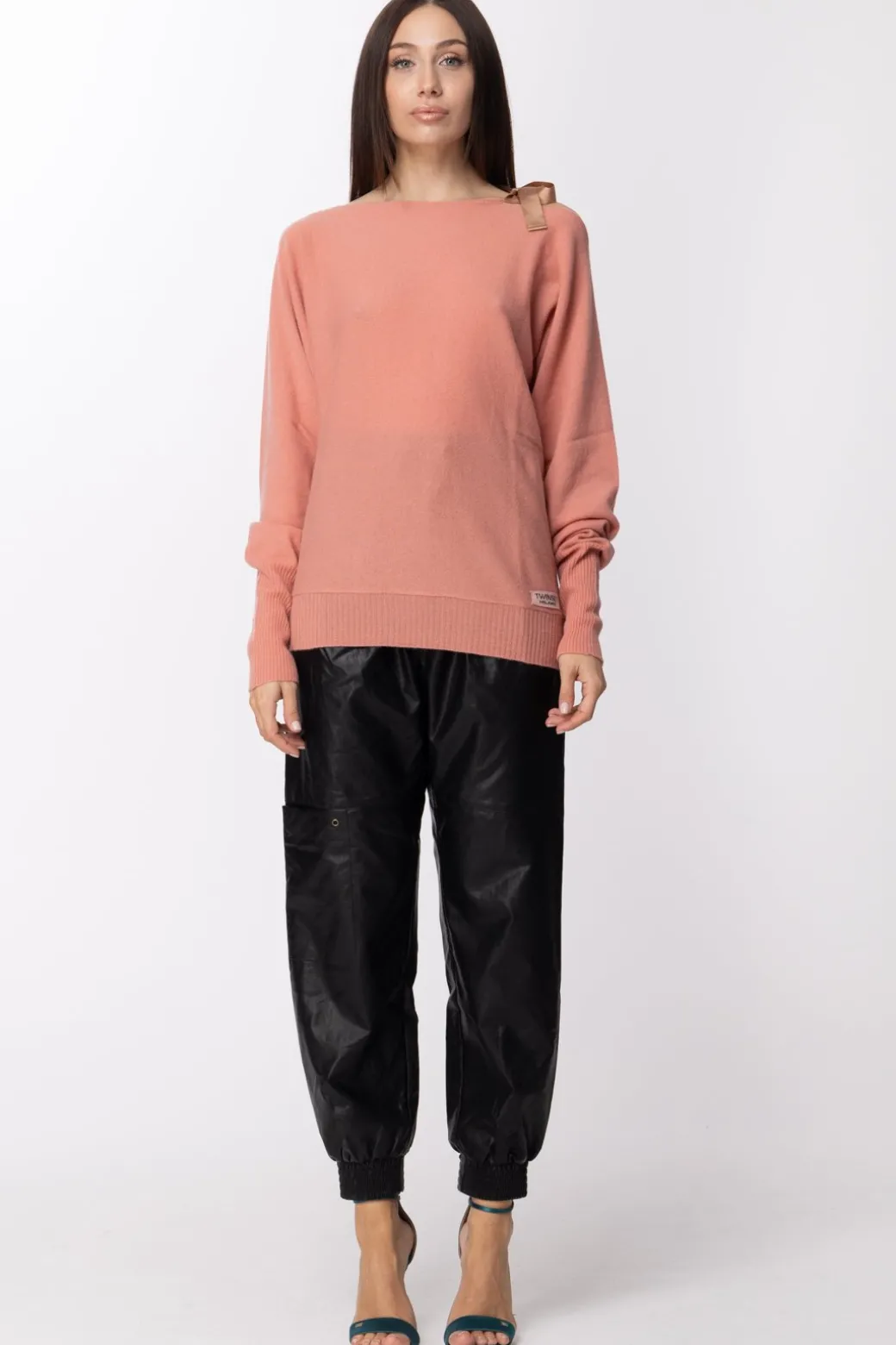 Donna Twin-set Pantaloni Jogging In Ecopelle