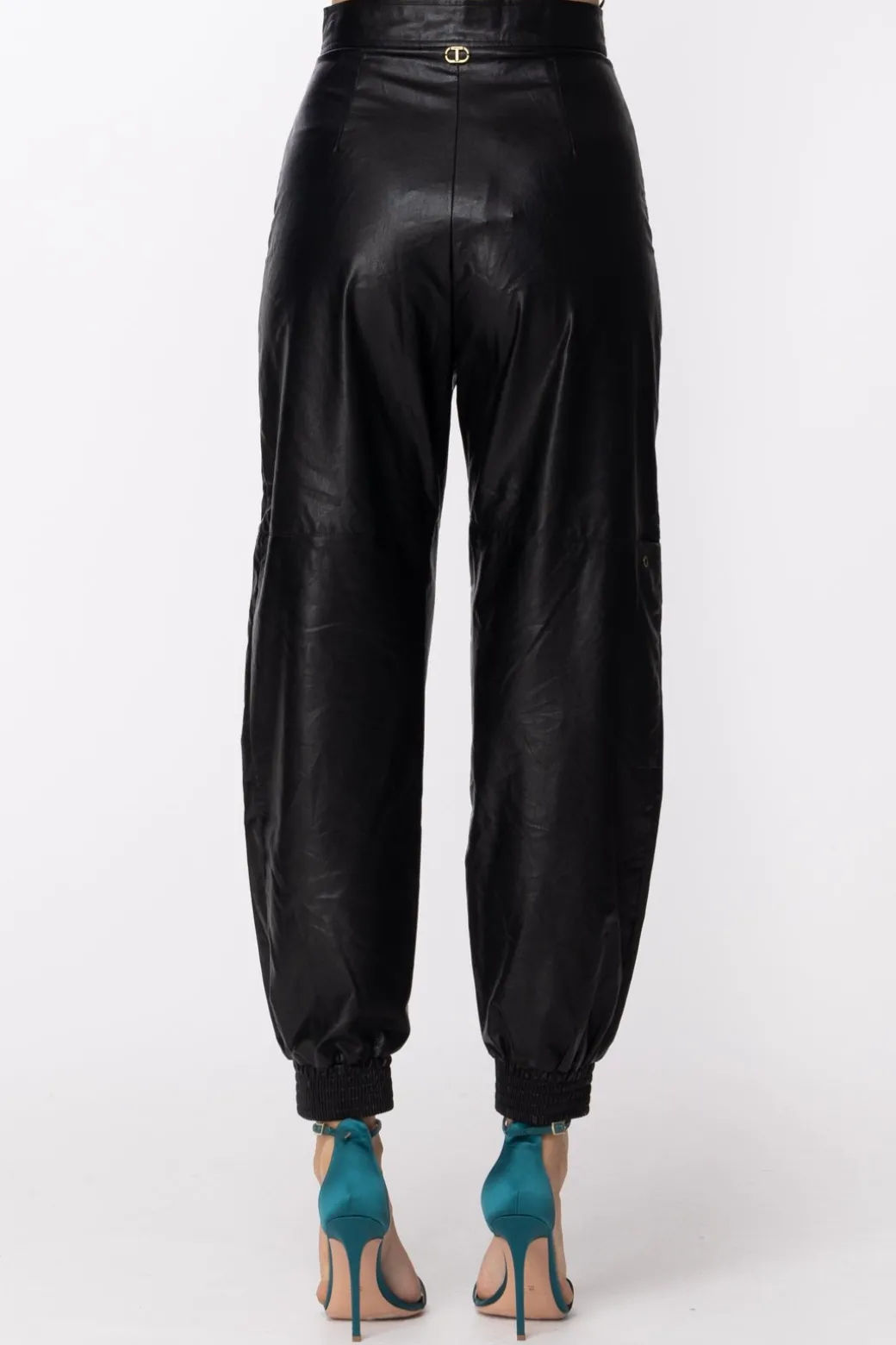 Donna Twin-set Pantaloni Jogging In Ecopelle