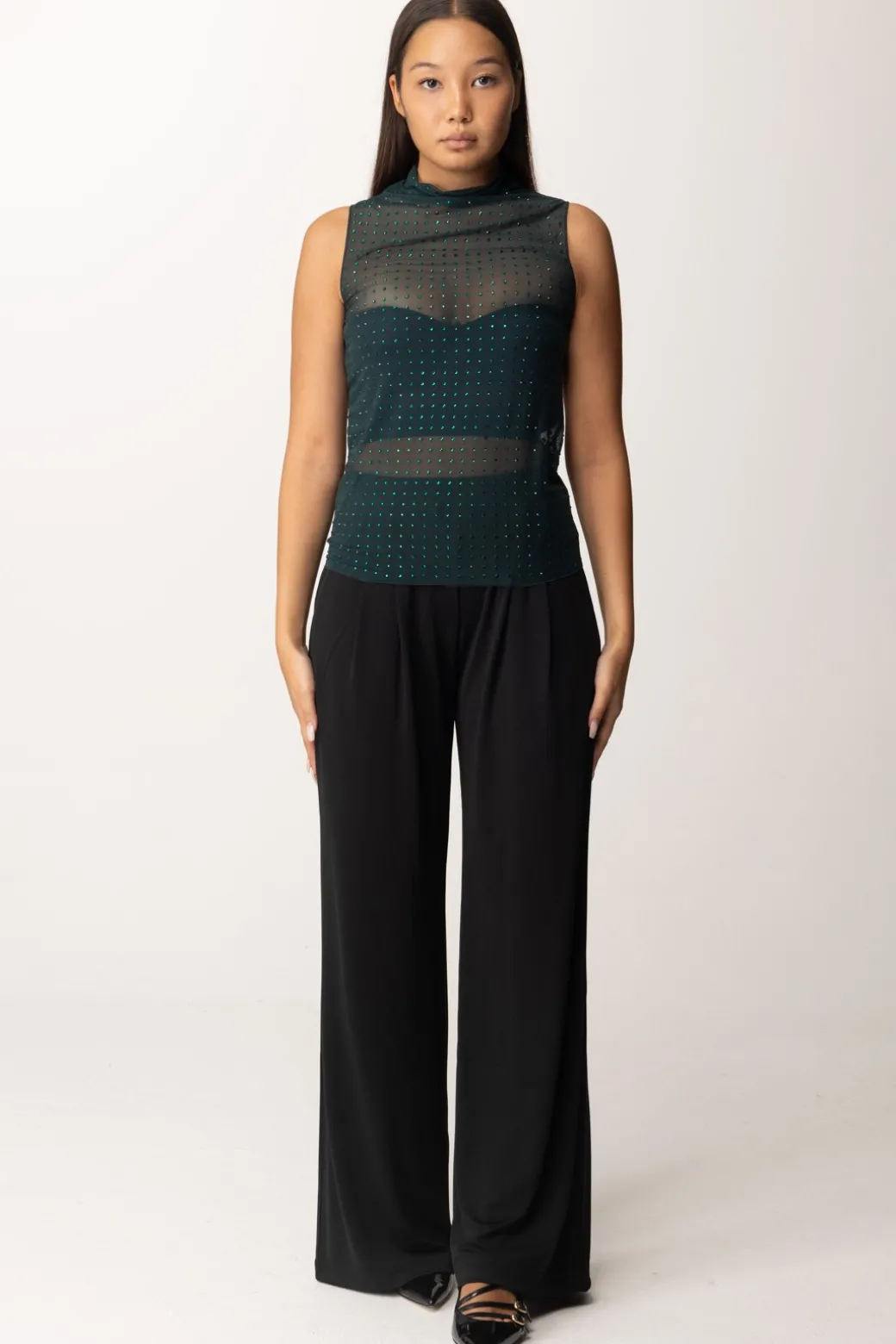 Donna Twin-set Pantaloni Palazzo Elasticizzati