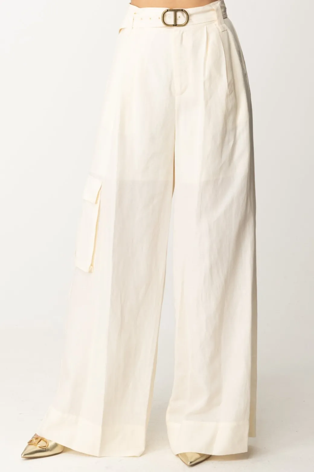 Donna Twin-set Pantaloni Wide Leg con Cintura
