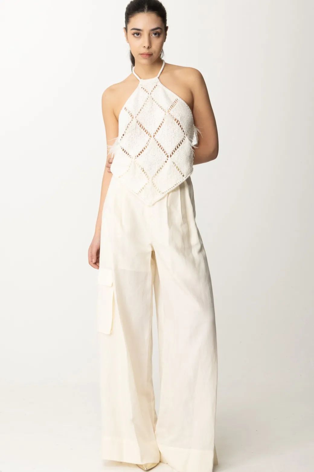 Donna Twin-set Pantaloni Wide Leg con Cintura
