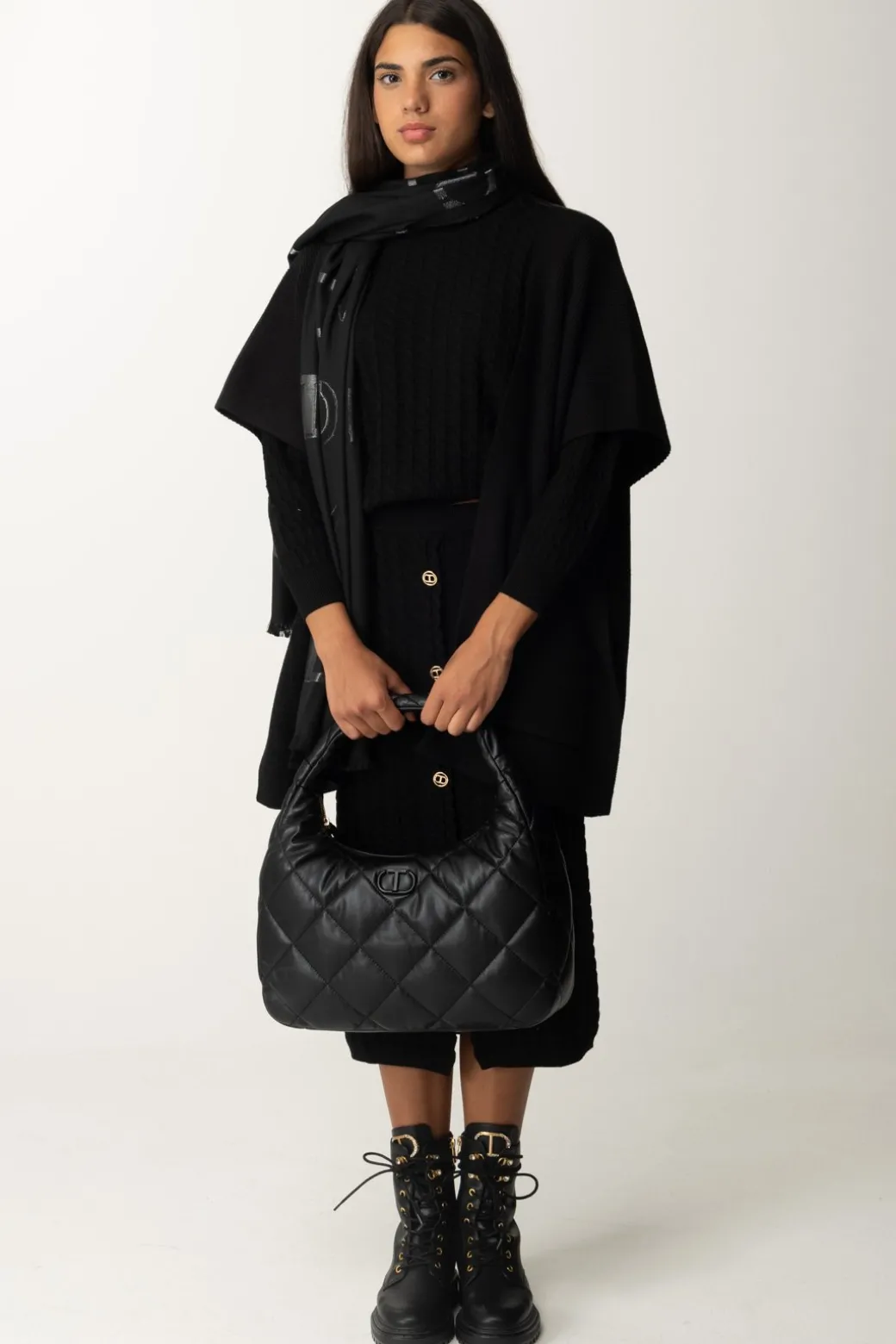 Donna Twin-set Poncho In Maglia