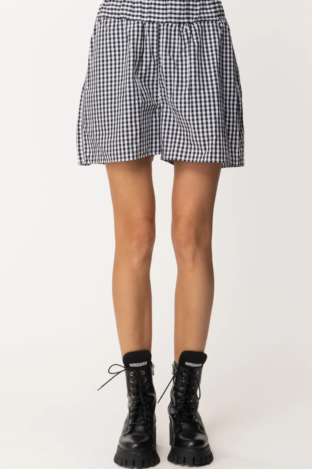 Donna Twin-set Shorts Stampa Vichy In Popeline