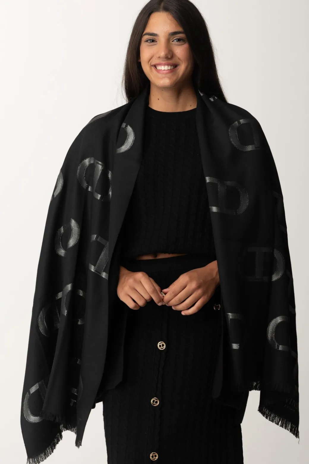 Donna Twin-set Stola con Stampa Logo