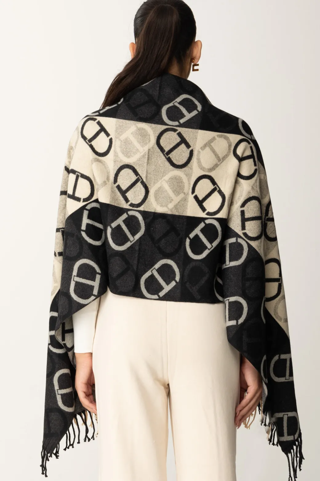 Donna Twin-set Stola In Panno con Stampa Logo