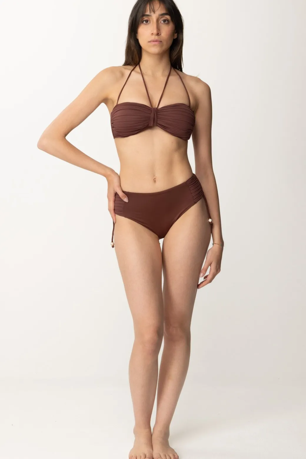 Donna Twin-set Top a Fascia Arricciata Per Bikini