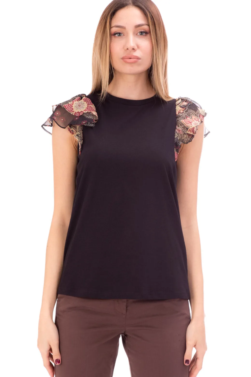 Donna Twin-set T-shirt con Maniche a Fiori
