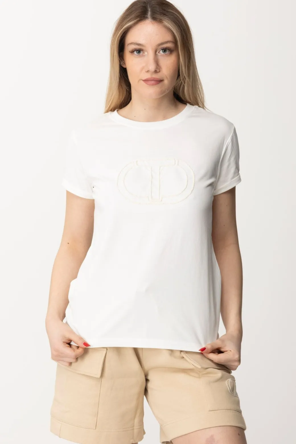 Donna Twin-set T-shirt con Oval T Ricamato