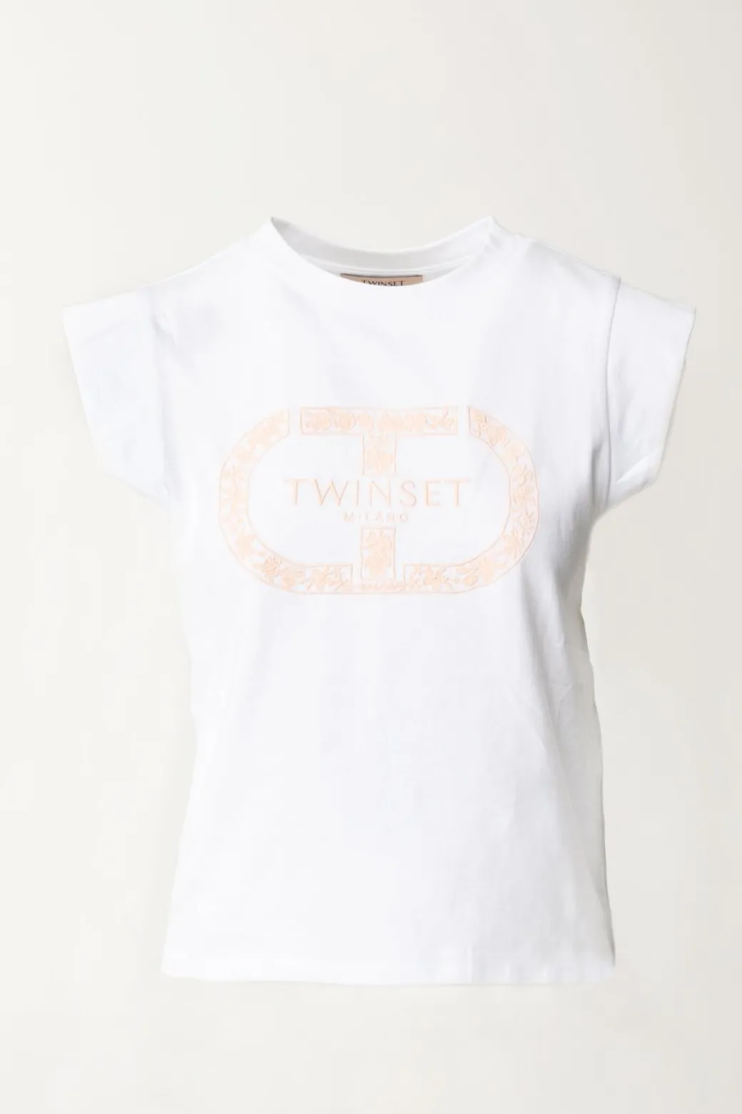 Donna Twin-set T-shirt con Ricamo Logo e Maniche Ad Aletta