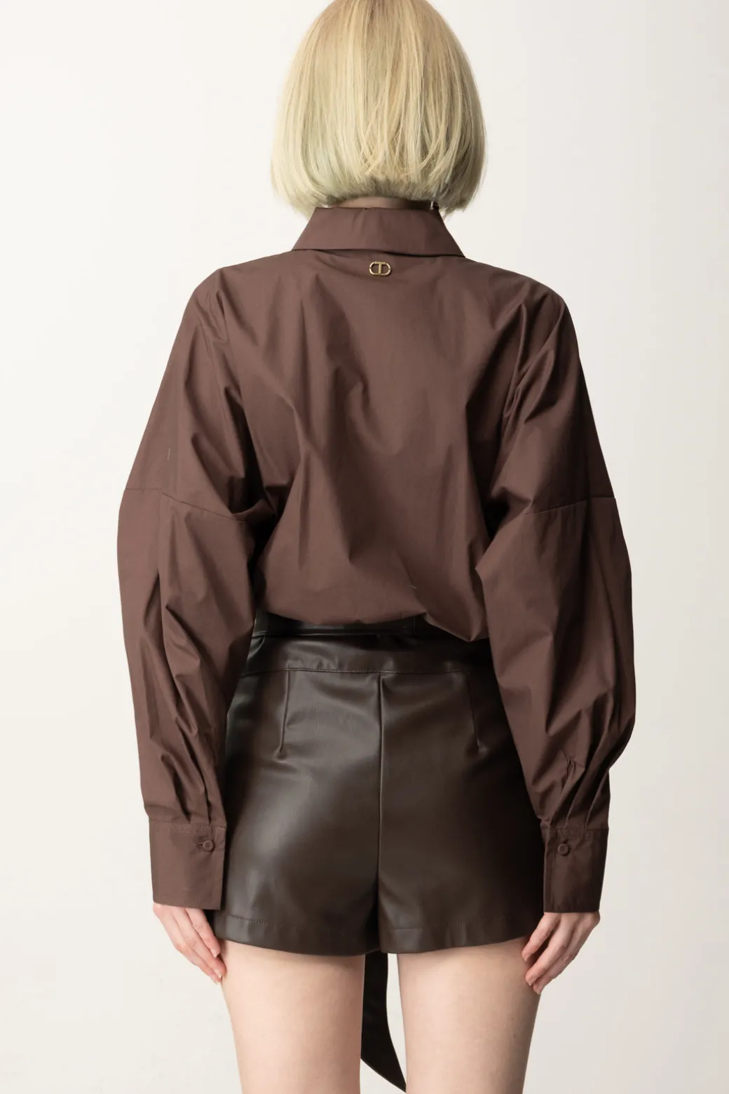 Donna Twin-set Tuta Corta In Popeline e Tessuto Spalmato