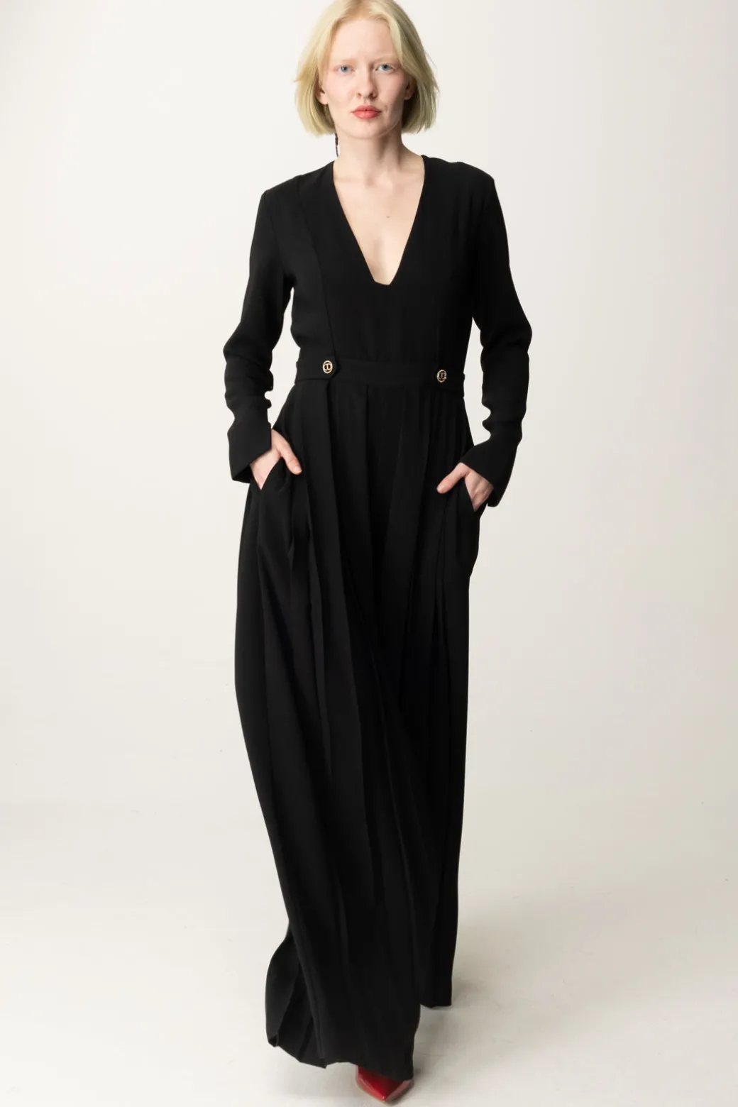 Donna Twin-set Tuta In Crêpe Plissé con Bottoni
